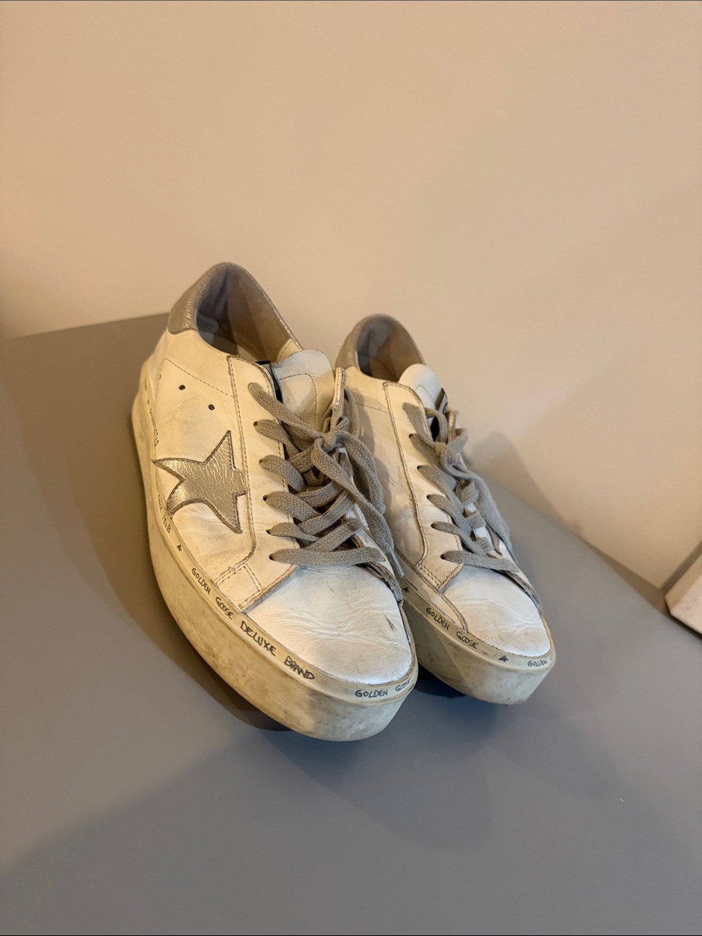 Golden Goose White & Silver Superstar Low-Top Sneakers